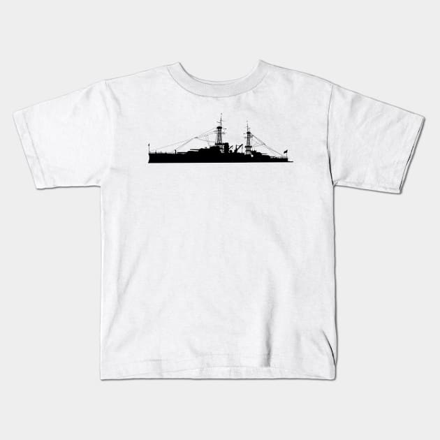 Battleship - USS Arizona - Silhouette Kids T-Shirt by twix123844